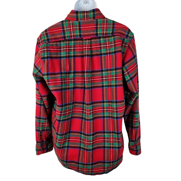 Lands' End Plaid Red & Green Flannel Shirt Mens XL - Picture 7 of 9